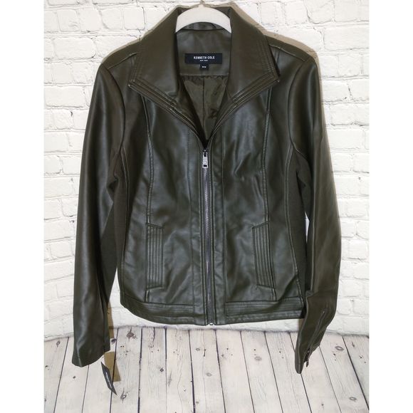 Kenneth Cole Other - Kenneth Cole Green Faux Leather Jacket, M